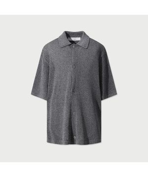 Ember 반팔 카라 가디건 - BLACK