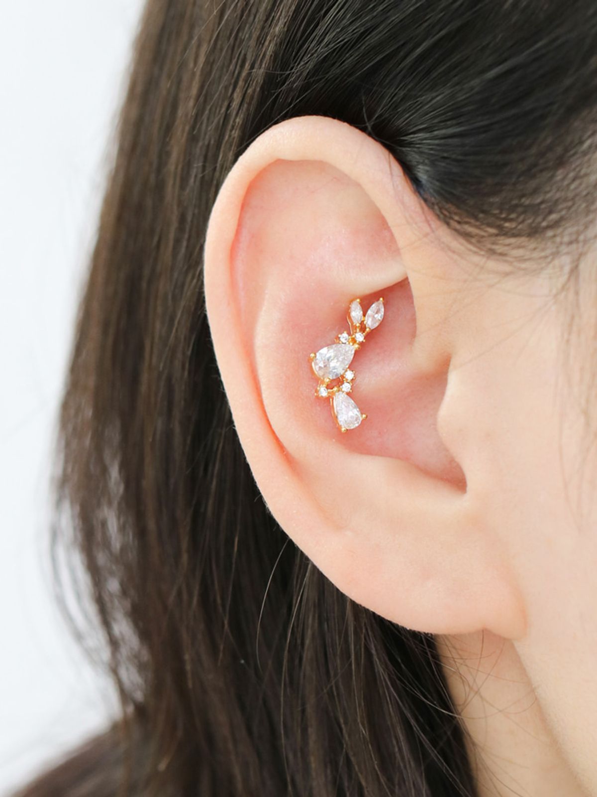 미니멀피어싱(MINIMALPIERCING) 물방울 큐빅 커브 써지컬 라블렛 피어싱