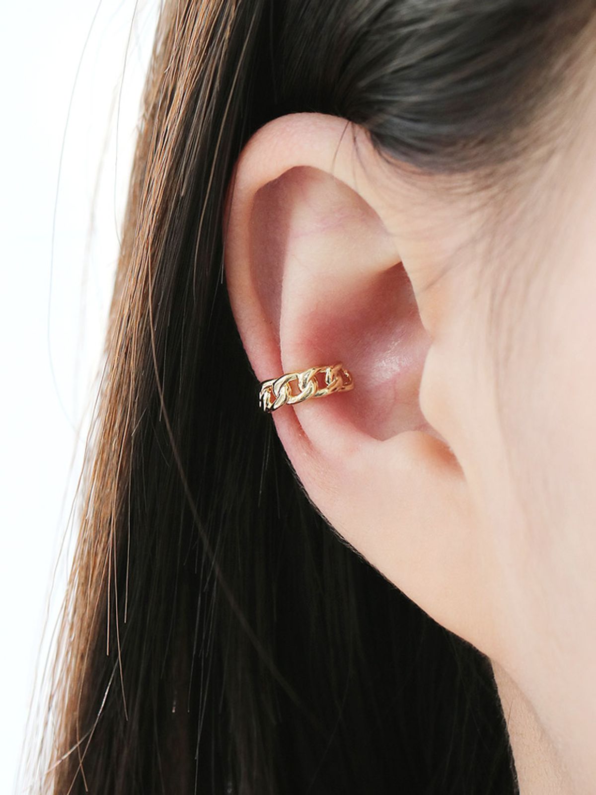 미니멀피어싱(MINIMALPIERCING) 925 실버 체인 링 이너컨츠 이어커프 귀걸이