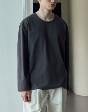 스쿱넥 롱슬리브 티셔츠 [다크그레이]