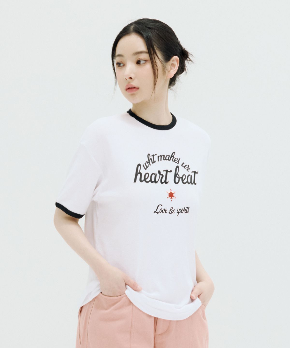 본챔스(BORN CHAMPS) [3 COLORS] LOVE WRANGLER 여성 후라이스 링거 반팔티셔츠 B25ST63