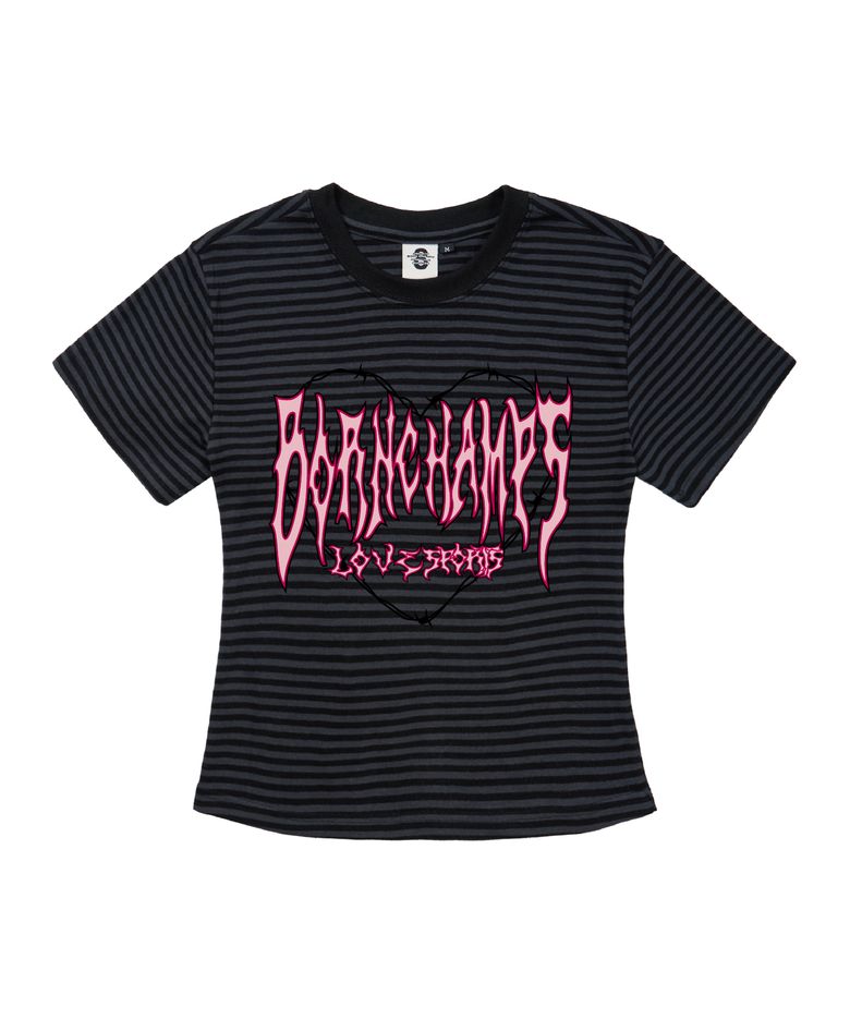 [2 COLORS] THORNED HEARTS 여성 SHORT 스트라이프 반팔 B25ST64