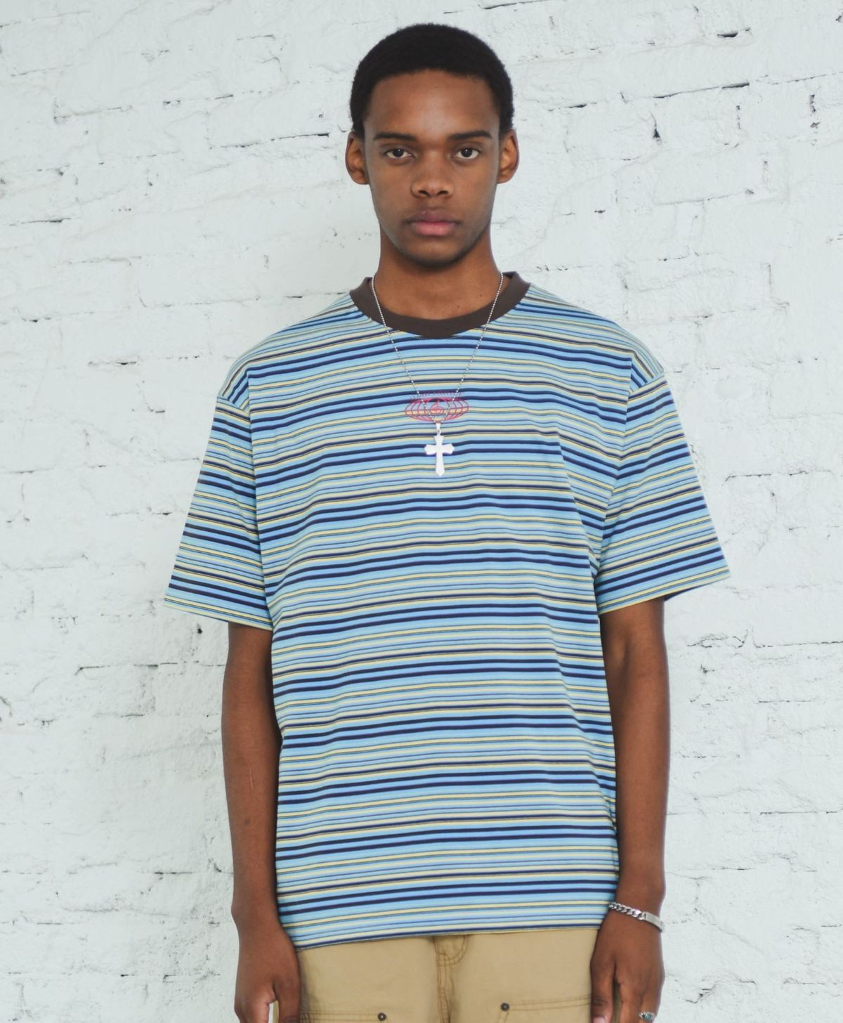 바쥬비쥬(BAJOO BIJOO) BABIHOUSE STRIPE T-SHIRT [SKY]