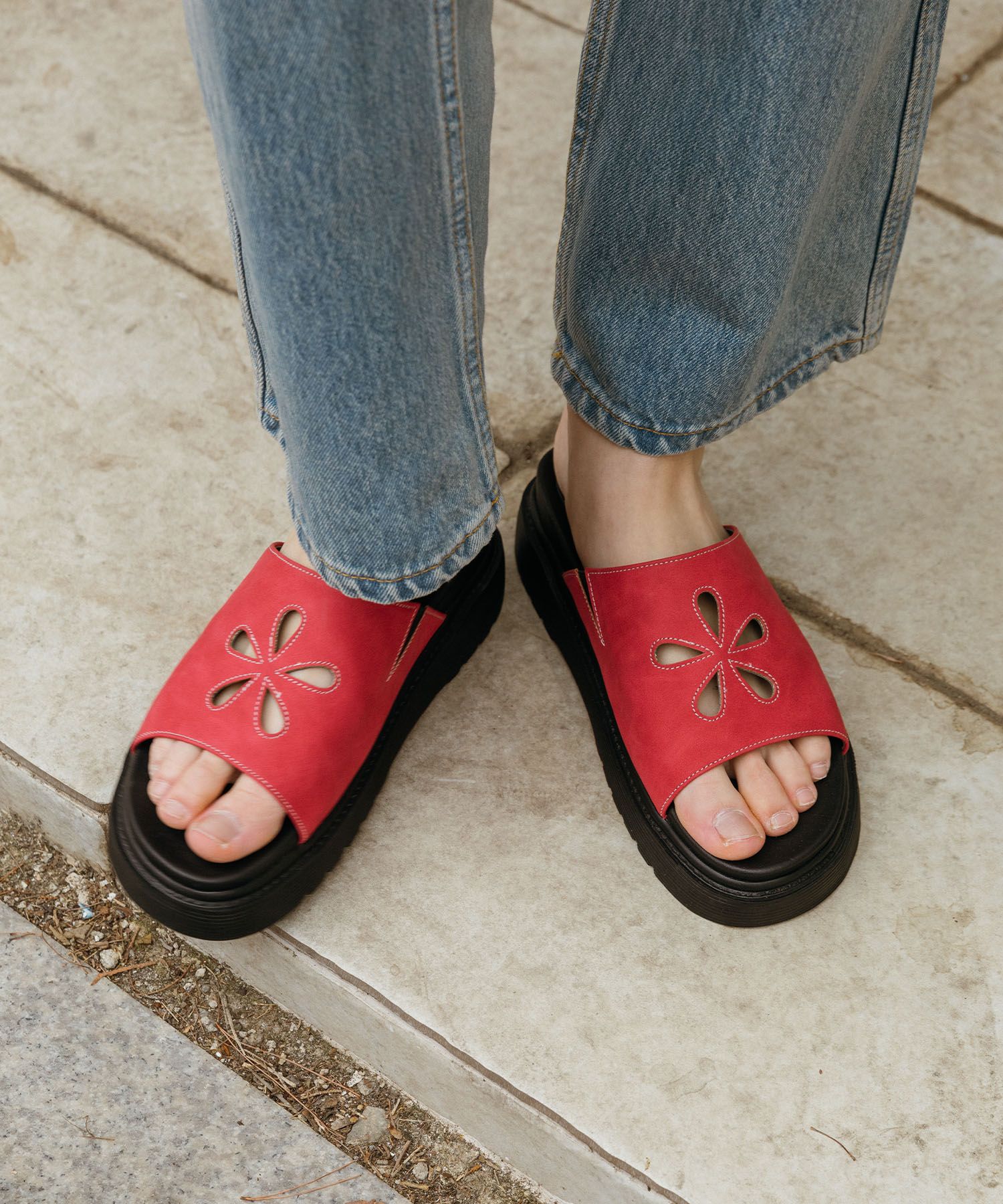 ★MAC MOC★ Vint Vintage Mood Flower Block Heel Slippers 3 C MUSINSA | MACMOC Vint Vintage Mood Flower Block Heel