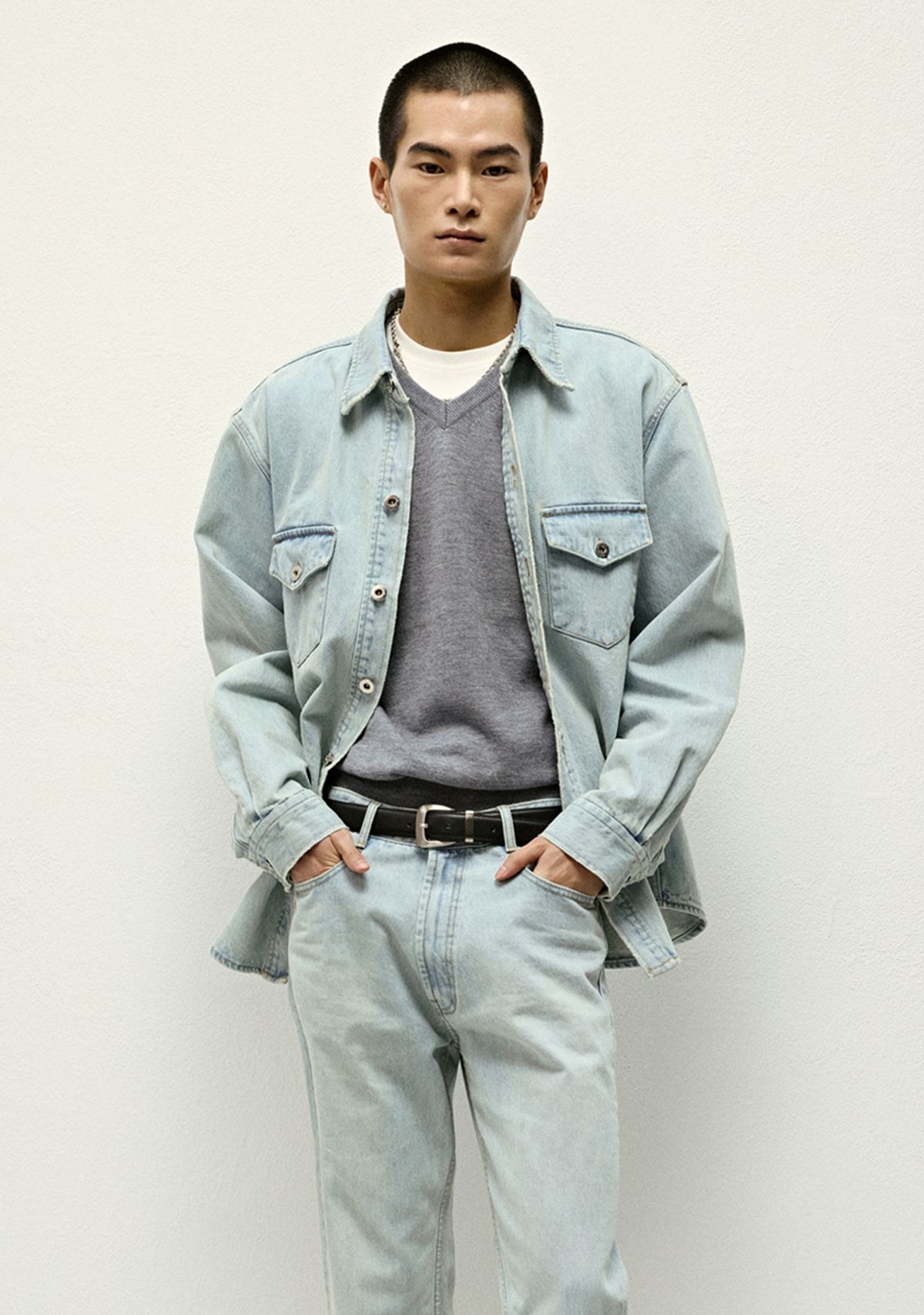세비지(SAVAGE) Denim Shaket - Light Blue