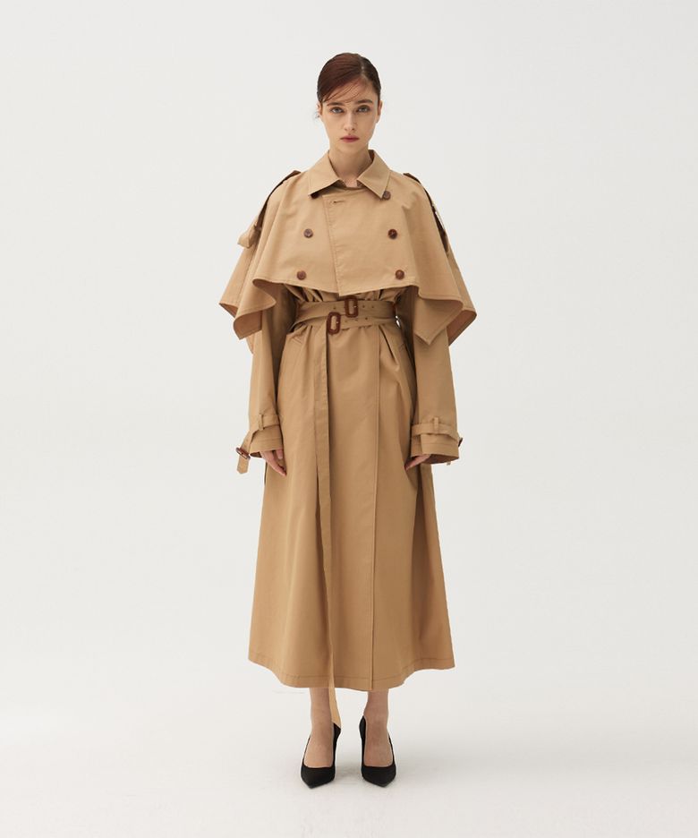 Cape double trench coat