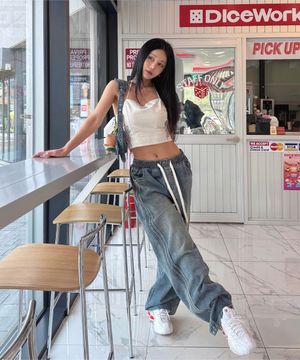 트랙 데님 팬츠