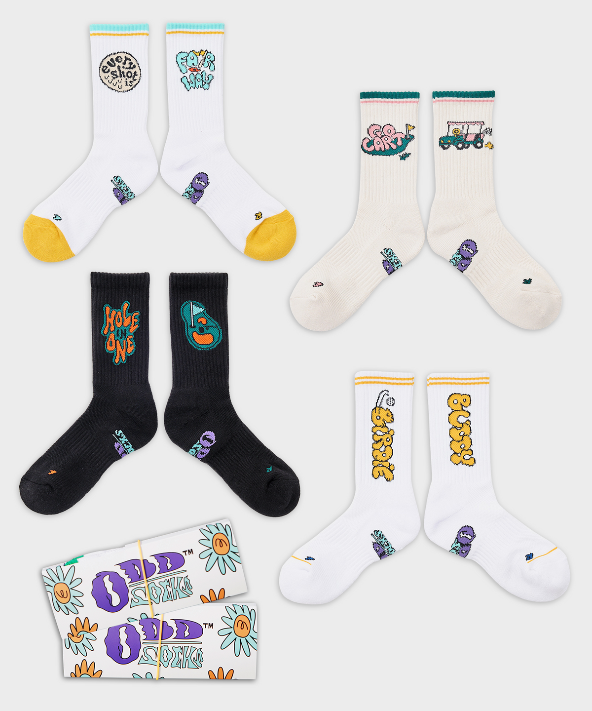 오드삭스(ODDSOCKS) [2PACK] 쿨맥스 골프 크루 삭스B 4종 택2