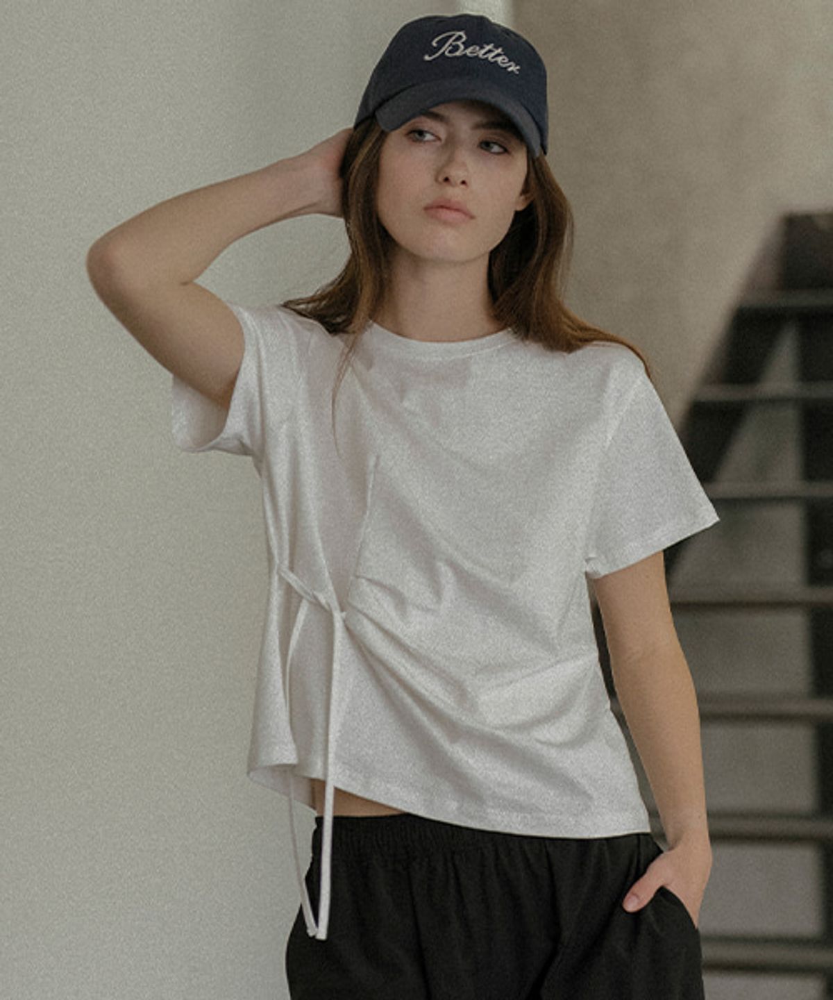 노운베러(KNOWNBETTER) Side tuck strap T-shirt [KNSS03TS08]_Ivory