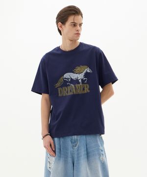 Wild Dreamer 프린트 티셔츠 네이비