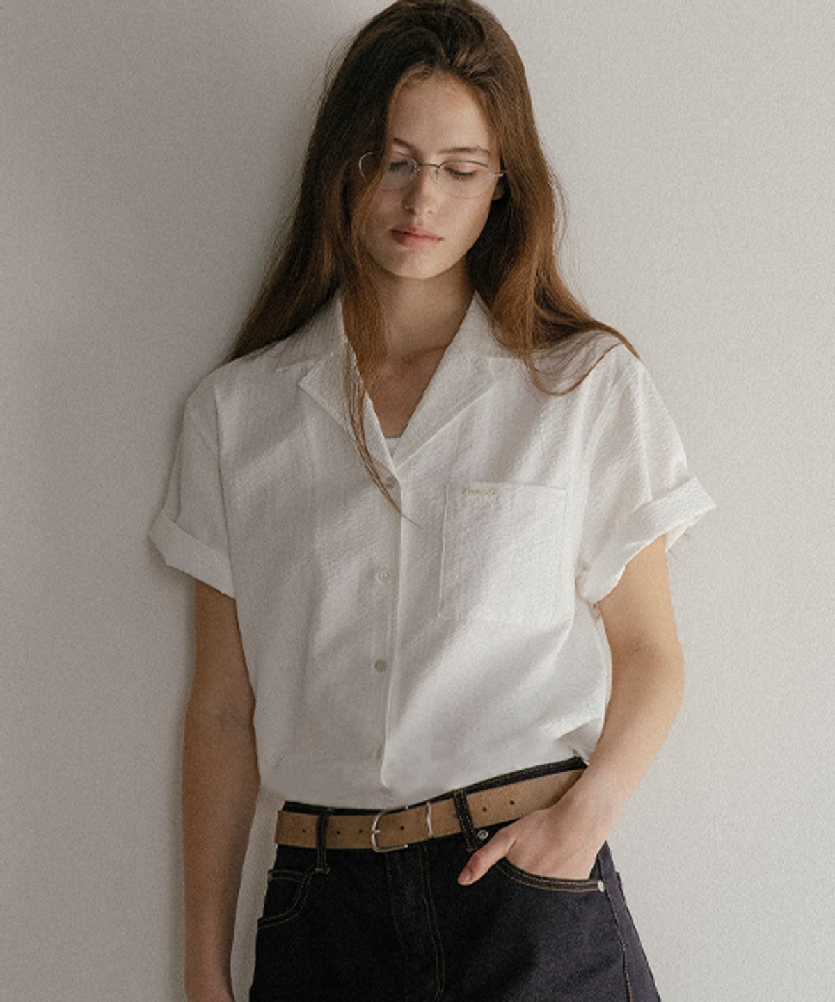노운베러(KNOWNBETTER) V-collar seersucker shirt [KNSS03SH04]_Ivory