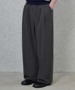 투턱 와이드 나일론 팬츠 차콜