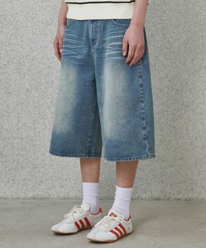 데님 버뮤다 팬츠 블루