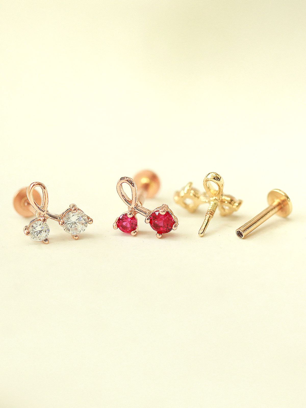 미니멀피어싱(MINIMALPIERCING) 14K 인터널 앵두 큐빅 라블렛 피어싱