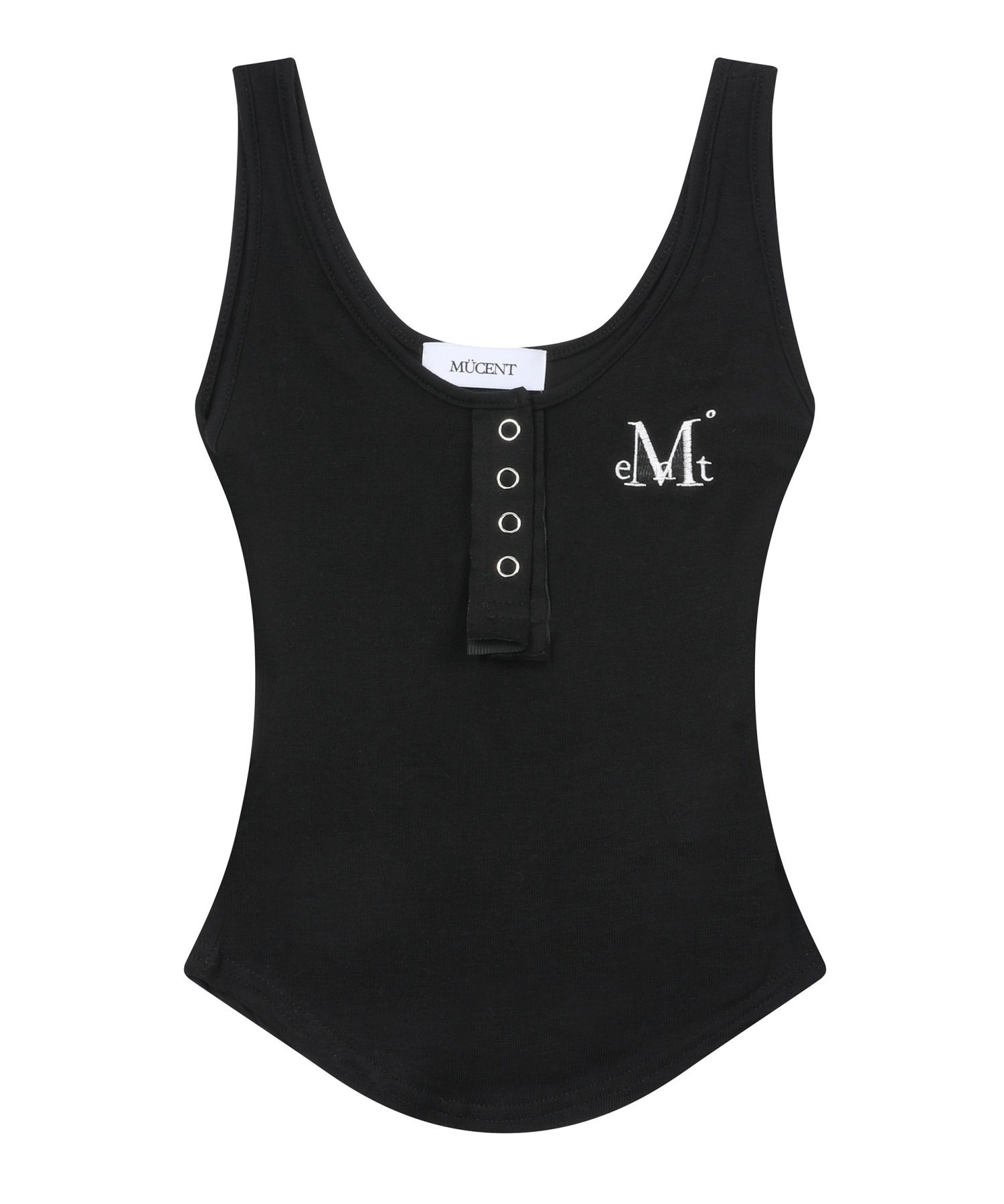 ★MUCENT★ Haring Signature Logo Snap Button U-Neck Gulim Te MUCENT HARING SIGNATURE LOGO SNAP BUTTON U NECK T