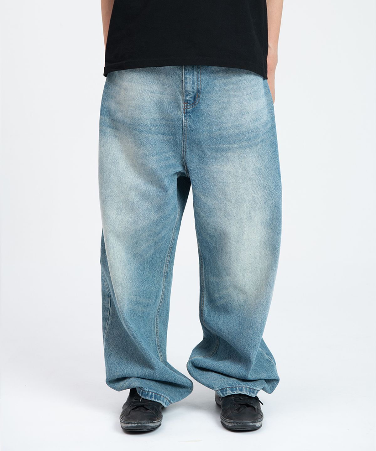노드(NOD) Wide Baggy Denim pants (Mid blue)