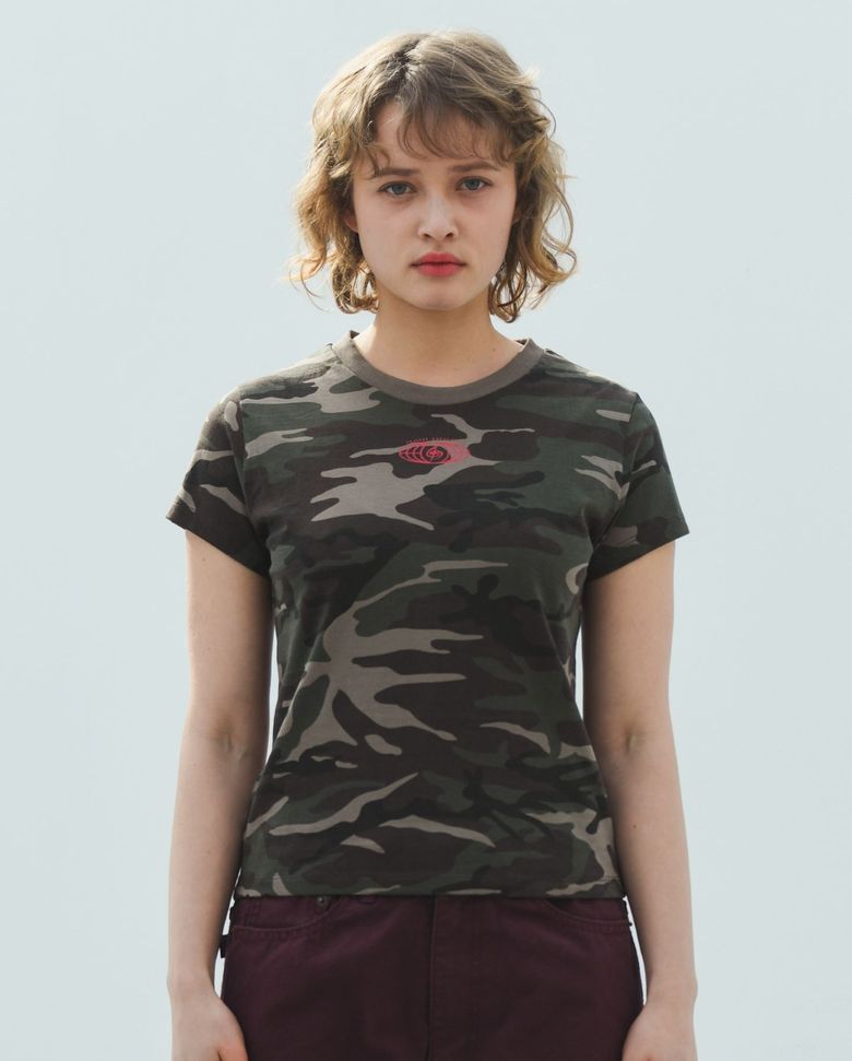 BABIHOUSE CAMO CROP T-SHIRT [KHAKI]