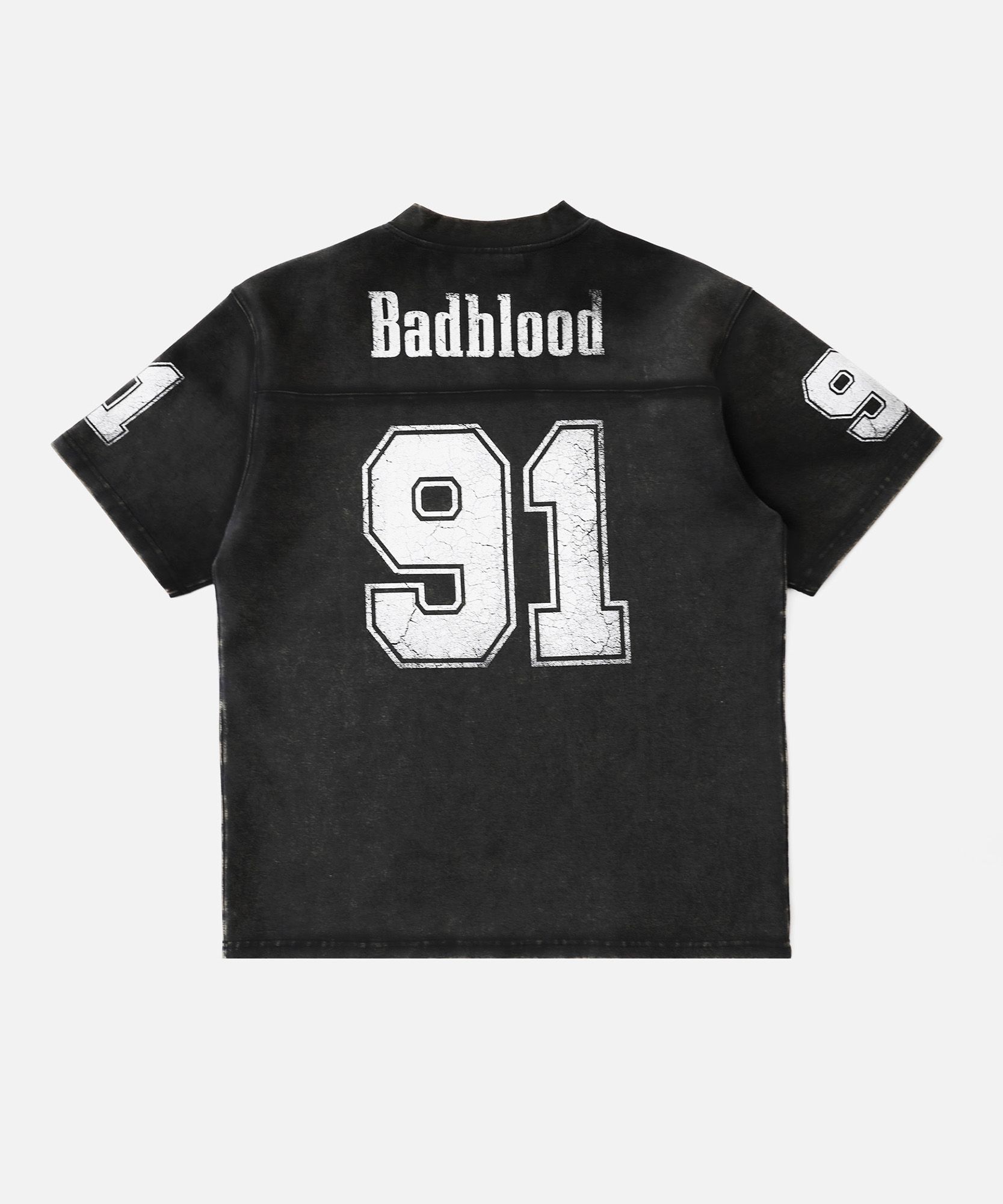 MUSINSA公式 | BADBLOOD 91クラックプリントVネックTシャツ - ブラック
