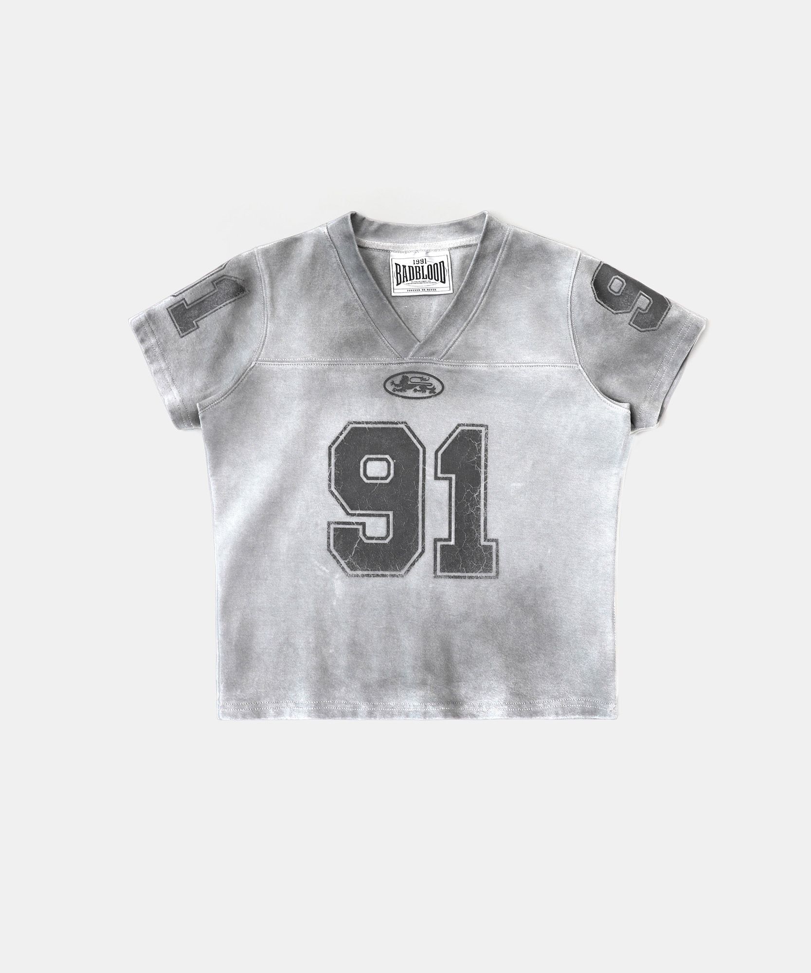 ◆25SS BADBLOOD 91 Crack Print V-Neck T-Shirt/3色◆ MUSINSA公式 | BADBLOOD 91 Crack Print V-Neck T-Shirt - White