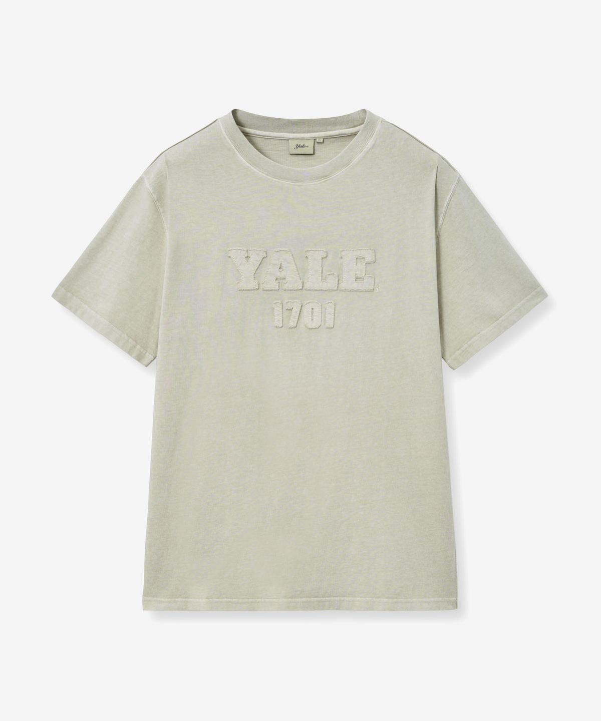 예일(YALE) 피그먼트 아플리케 티셔츠_아이보리