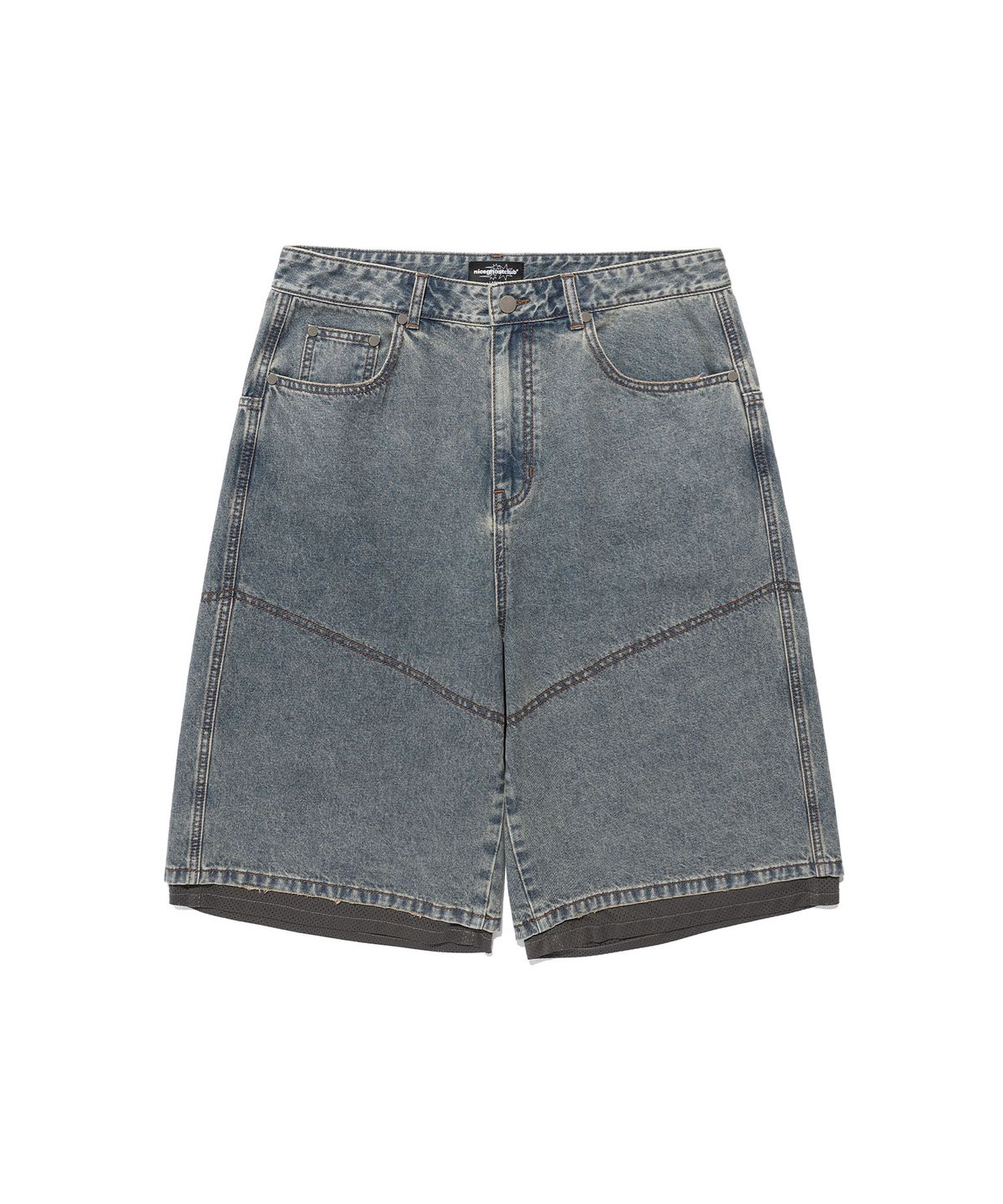 나이스고스트클럽(NICEGHOSTCLUB) LAYERED MESH DENIM SHORTS_BLUE(NG2FMUPA62A)