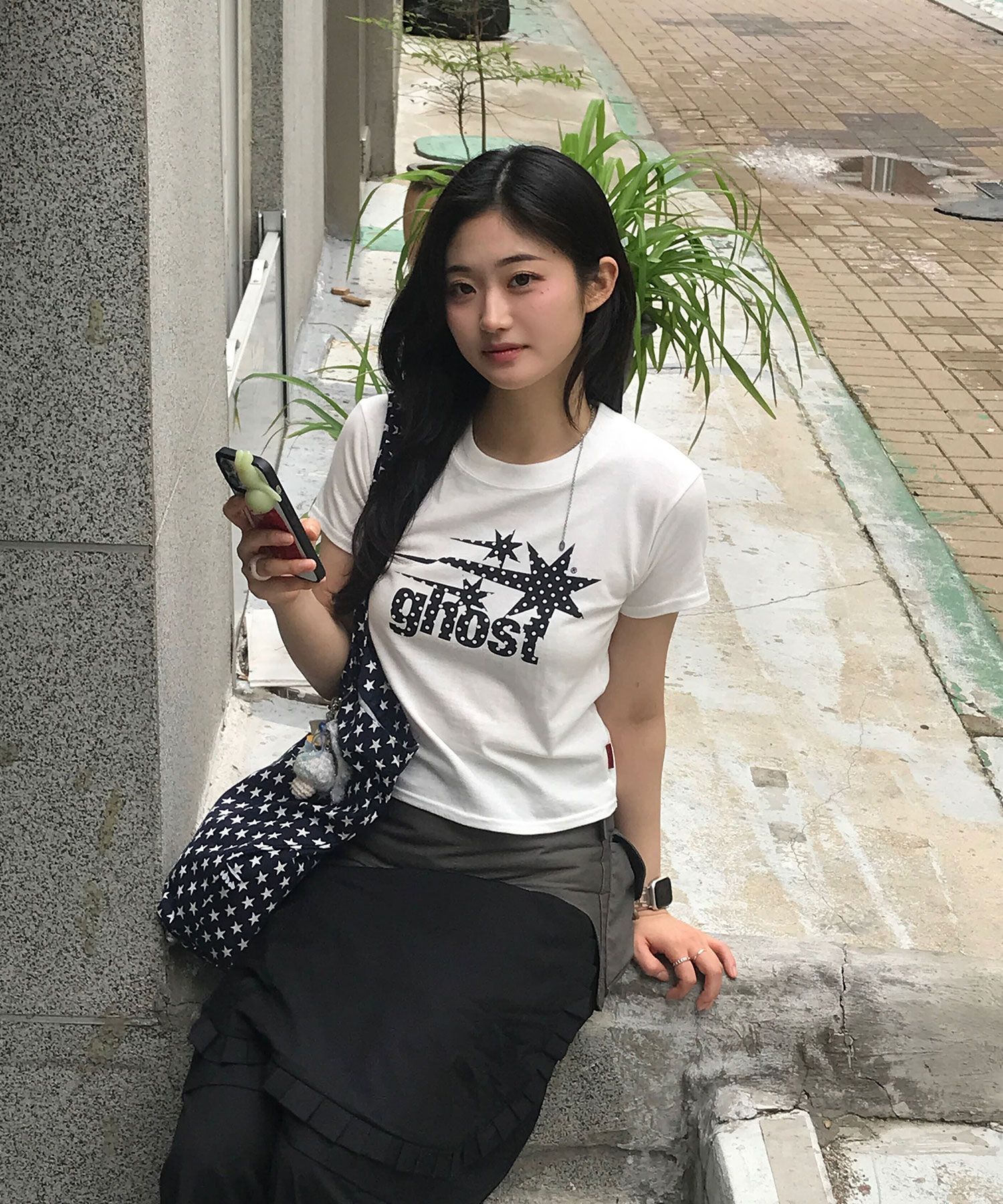 MUSINSA | NICE GHOST CLUB DOT SYMBOL MINI TEE_WHITE(NG2FMFT531A)