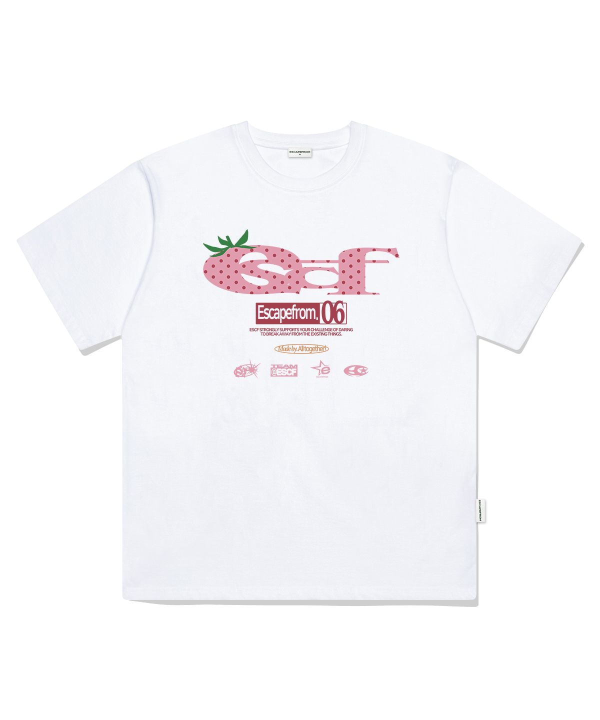 ESCAPEFROM☆DOT ESCF LOGO COLLAGE PRINT OVERFIT T-shirt MUSINSA公式 | ESCAPEFROM Flower ESCF Logo Collage Print