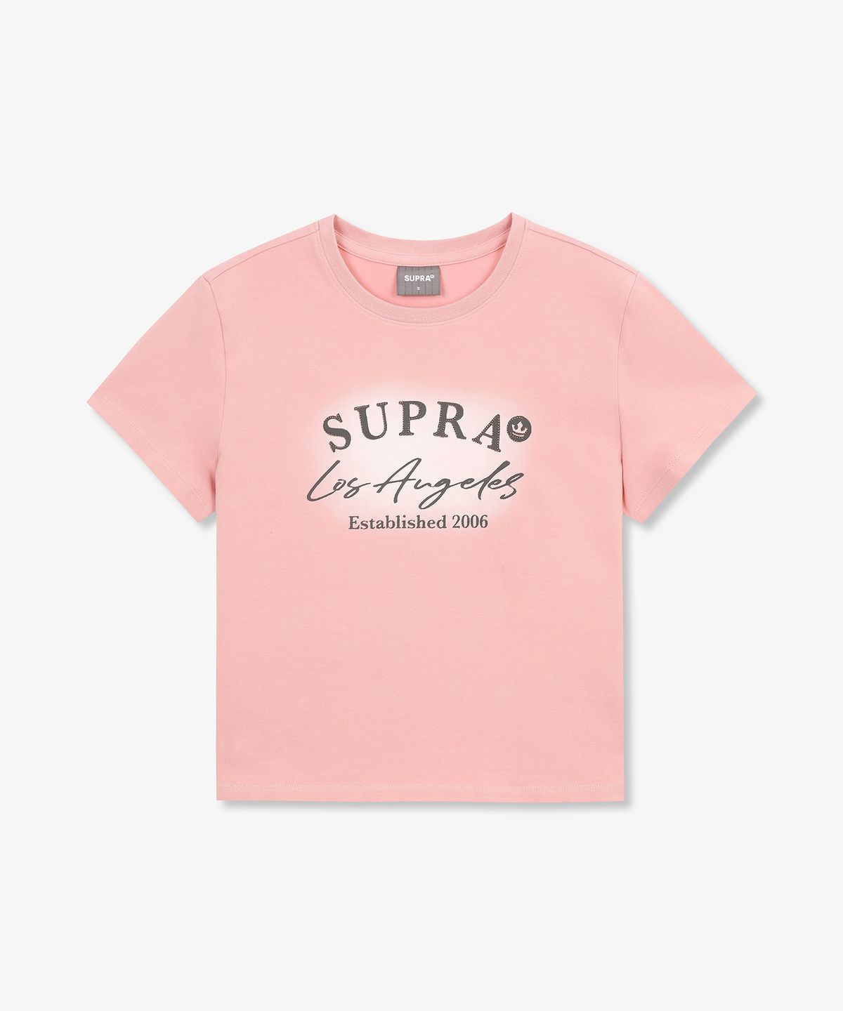 수프라(SUPRA) 여성 스프레이 그래픽 포인트 크롭티셔츠(PINK)