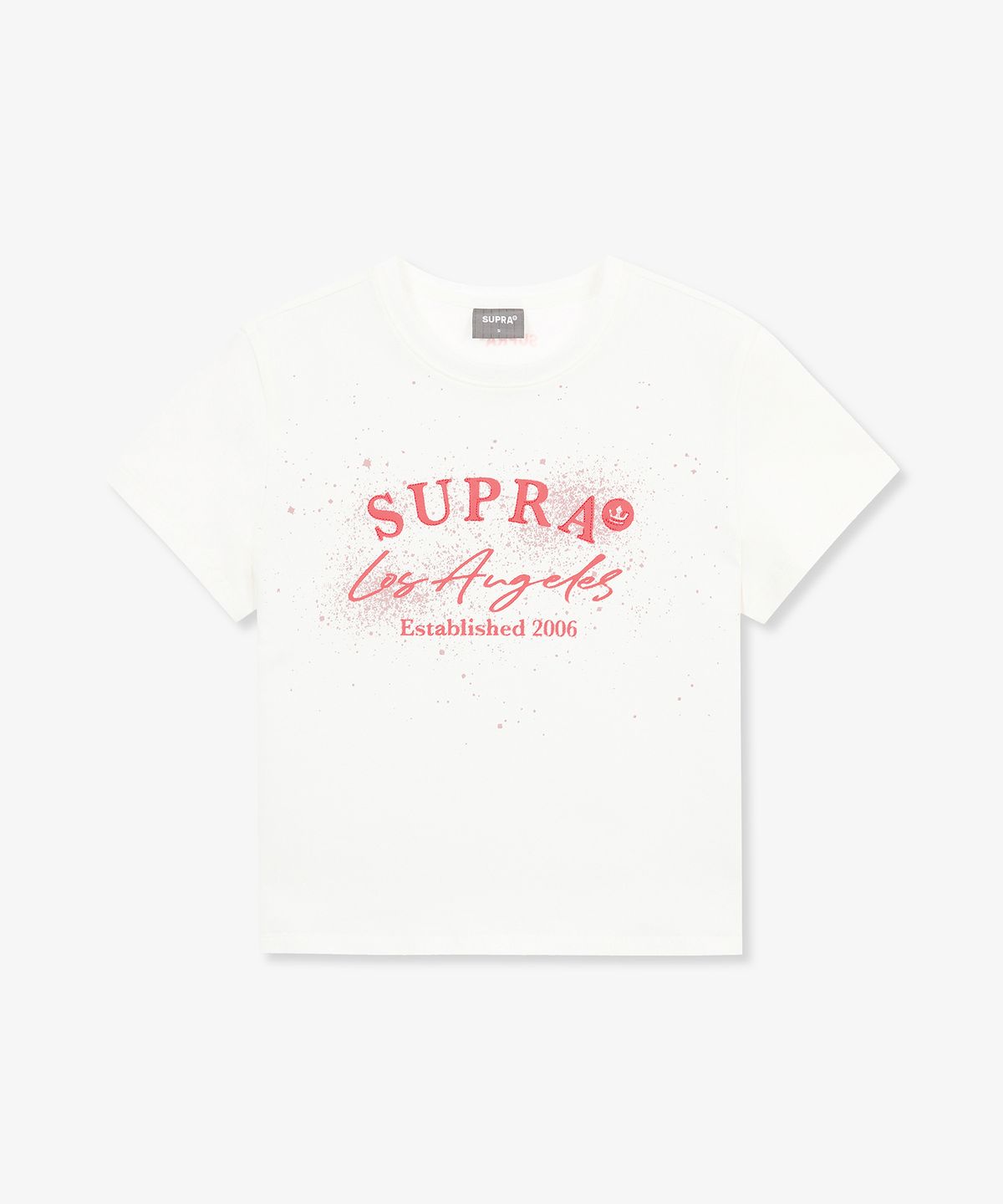 수프라(SUPRA) 여성 스프레이 그래픽 포인트 크롭티셔츠(WHITE)