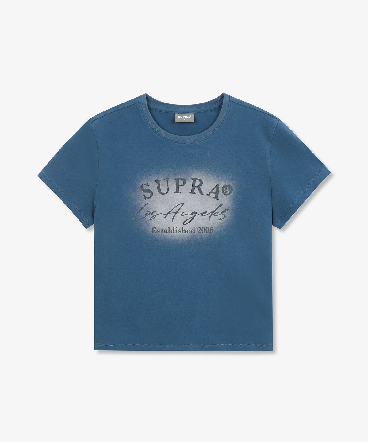 수프라(SUPRA) 여성 스프레이 그래픽 포인트 크롭티셔츠(BLUE)