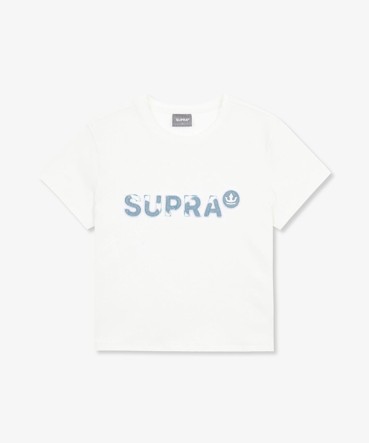 수프라(SUPRA) 여성 로고 포인트 크롭 티셔츠(WHITE)