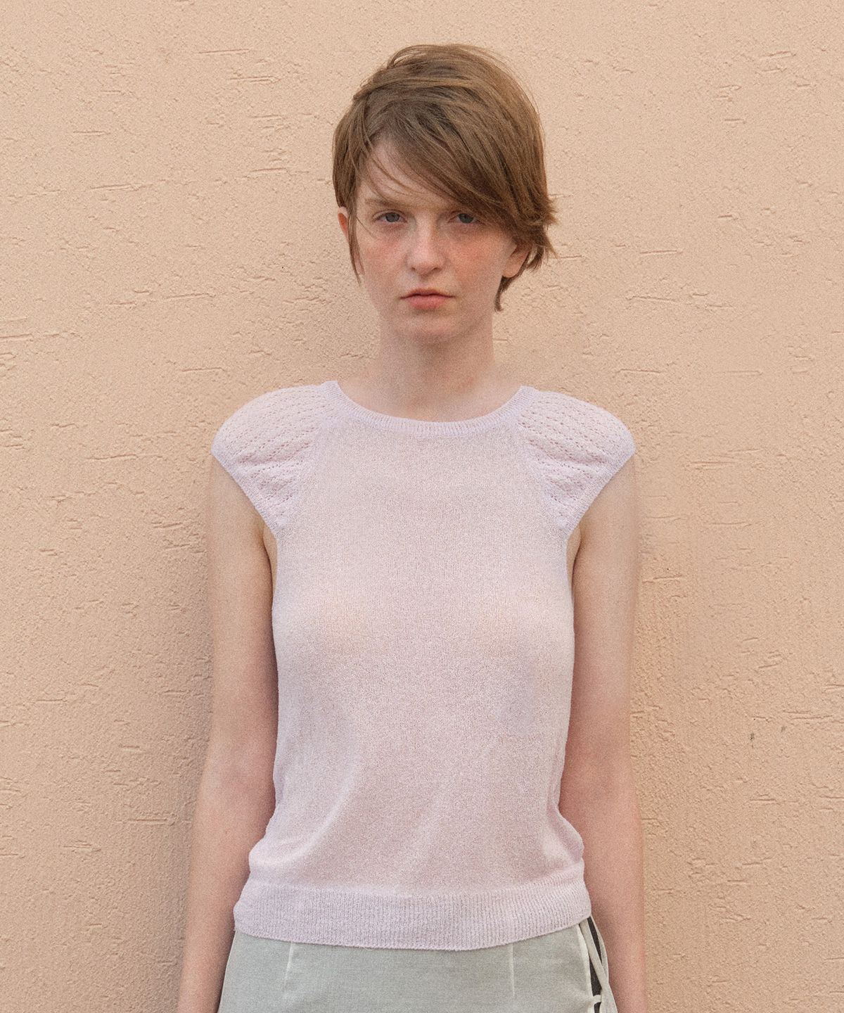 튜드먼트(TTUDEMENT) SLEEVELESS KNIT TOP LAVENDER