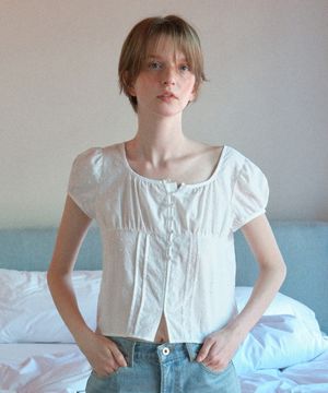 POLKA DOT PUFF SLEEVE BLOUSE WHITE