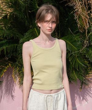 RIBBED COTTON SLEEVELESS LIME