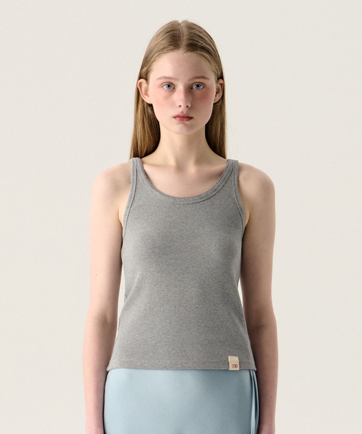 튜드먼트(TTUDEMENT) RIBBED COTTON SLEEVELESS MELANGE GREY