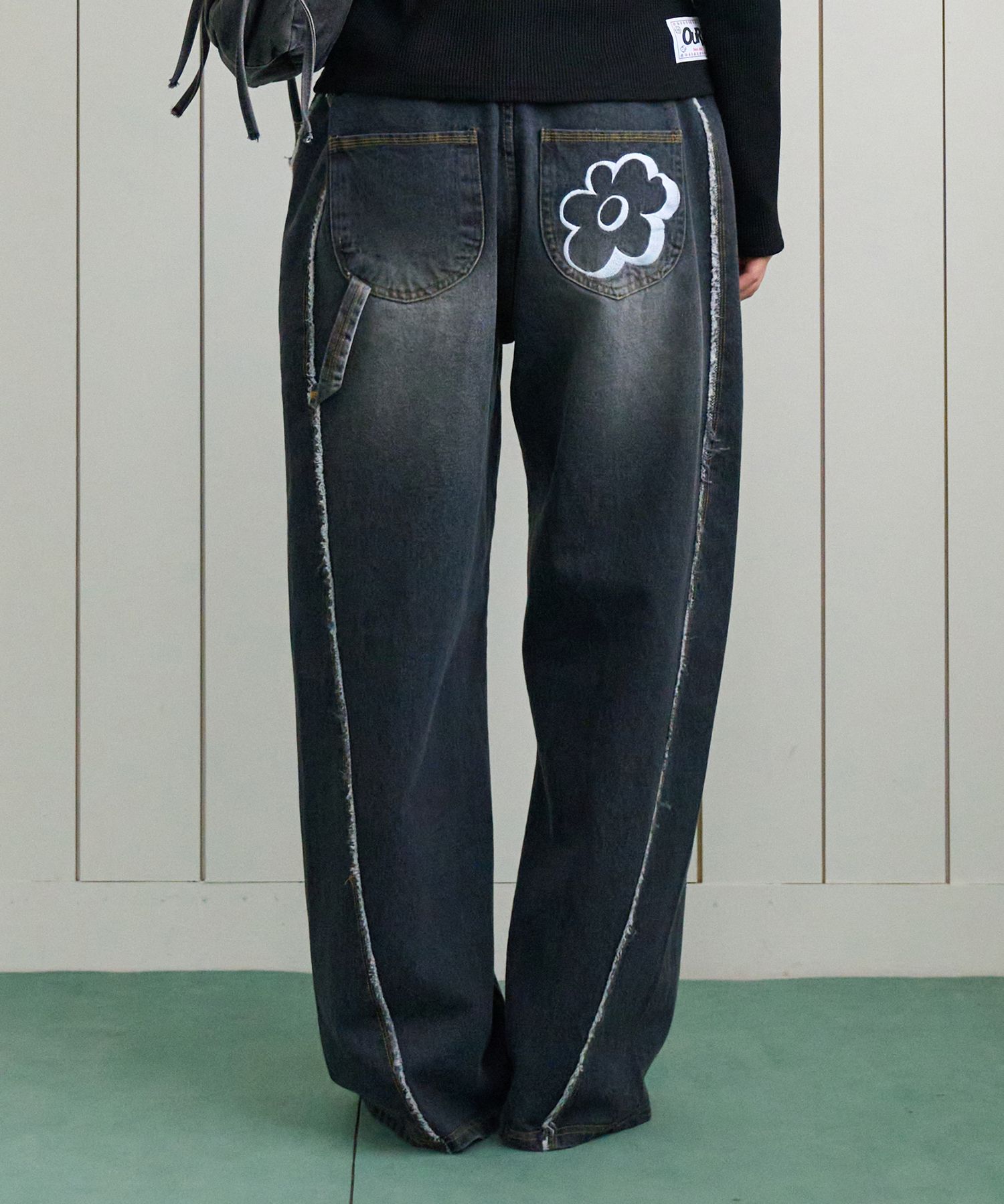 OUR デニム MUSINSA公式 | OURSAYSOUR Our Flower Washed Denim Black