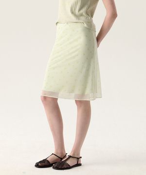 BLOOMING FLOWER MIDI SKIRT MINT