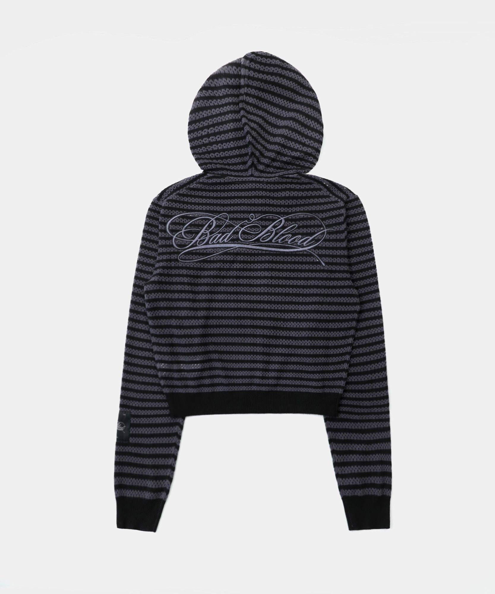 ◆25SS BADBLOOD Striped Crochet Knit Hoodie/2色◆ MUSINSA | BADBLOOD Striped Crochet Knit Hoodie - Charcoal/Black