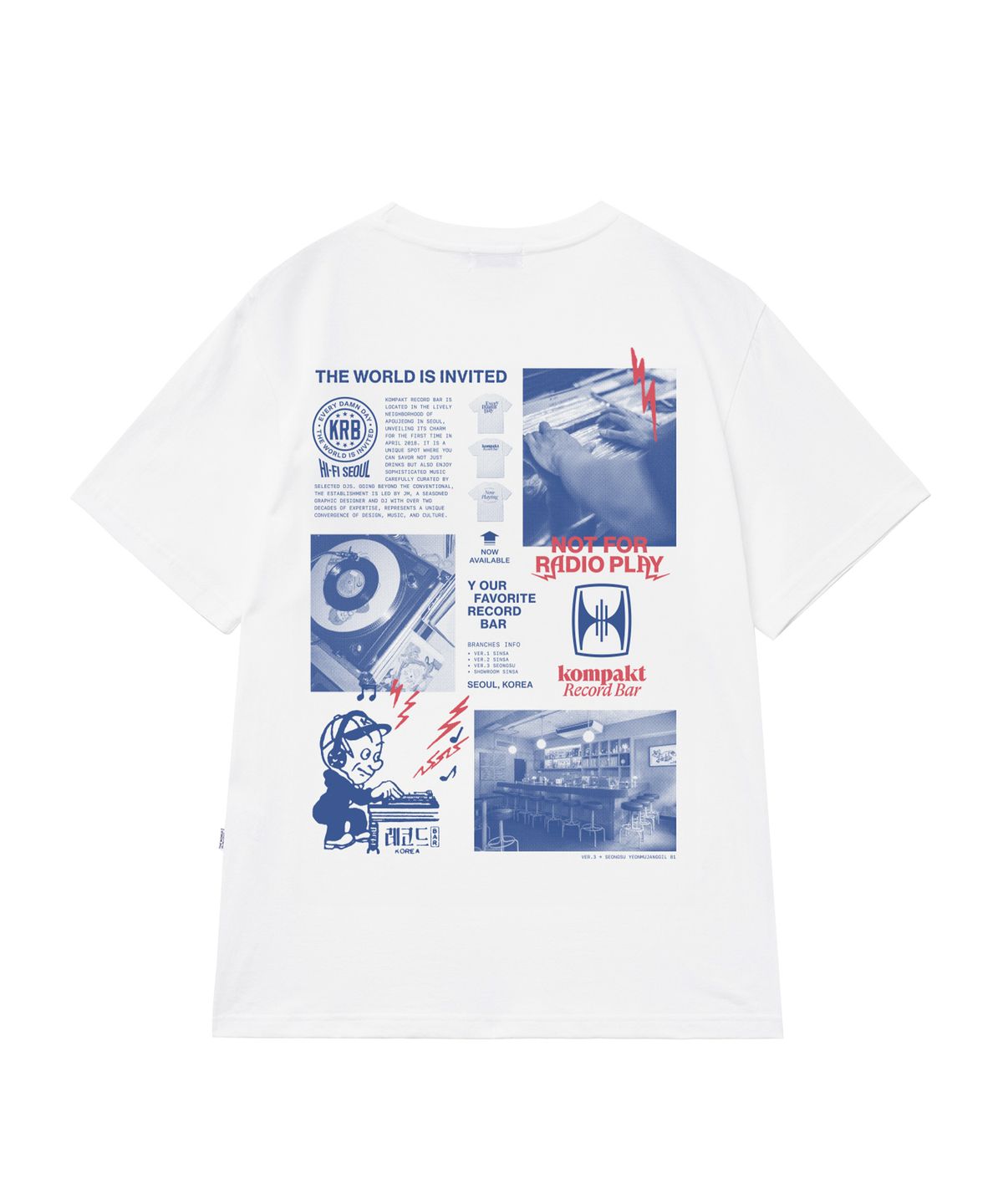콤팩트 레코드 바(KOMPAKT RECORD BAR) KRB New Poster T-shirt - White