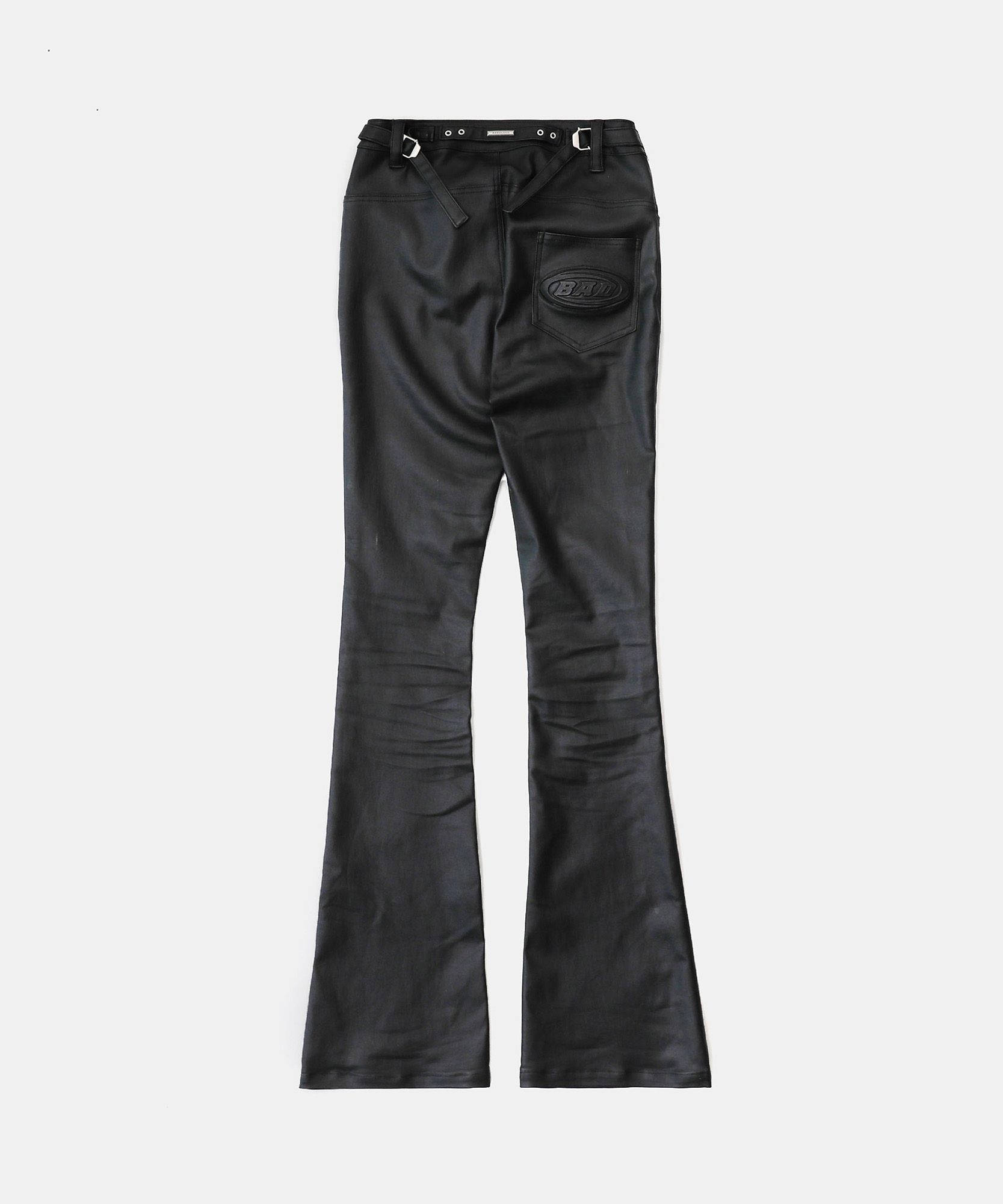 ★BADBLOOD★ Squad Convex Pants Coated Black w-pts25-026 MUSINSA | BADBLOOD Squad Low Rise Bootcut Pants - Coated Black