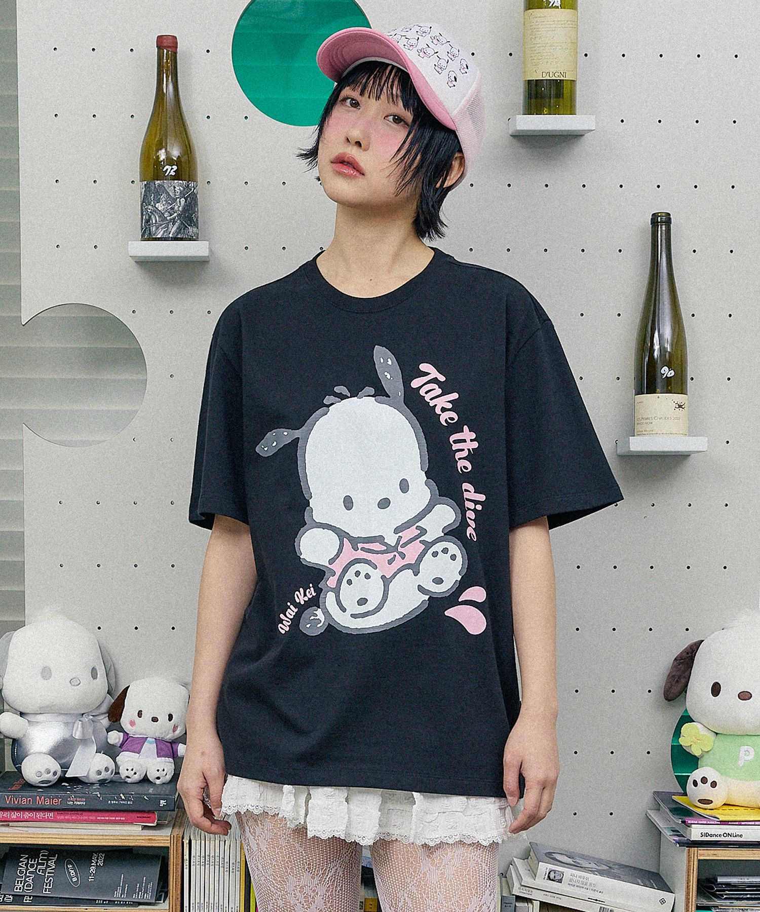★WAIKEI★ Jumping Pochaco Short Sleeve T-shirt Black YKBE05 MUSINSA公式 | WAI KEI Jumping Pochaco Short Sleeve T-shirt Black