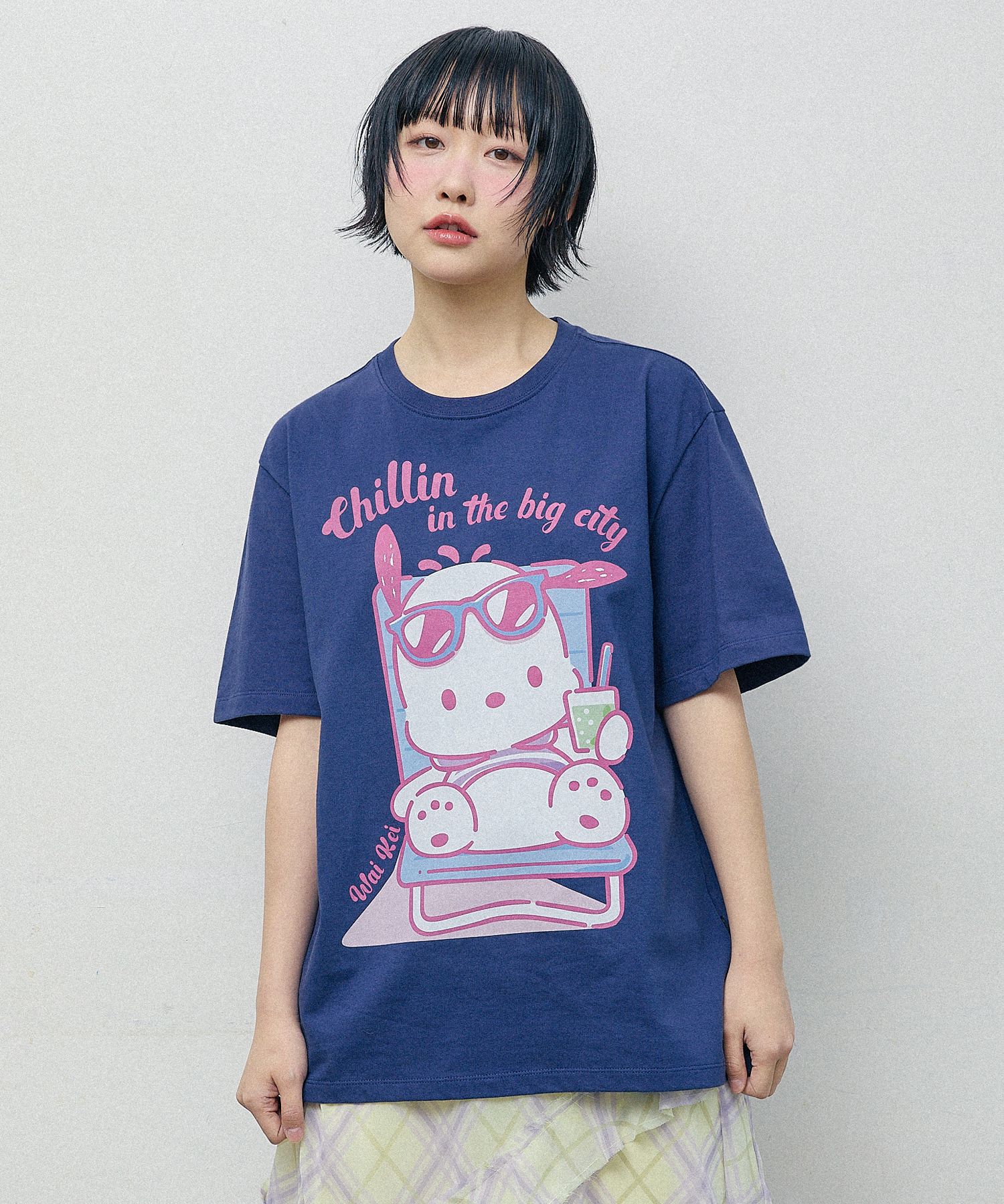 ★WAIKEI★ Pochaco in vacation short sleeve t-shirt melange MUSINSA | WAI KEI Pochaco in Vacation Short Sleeve T-shirt Navy