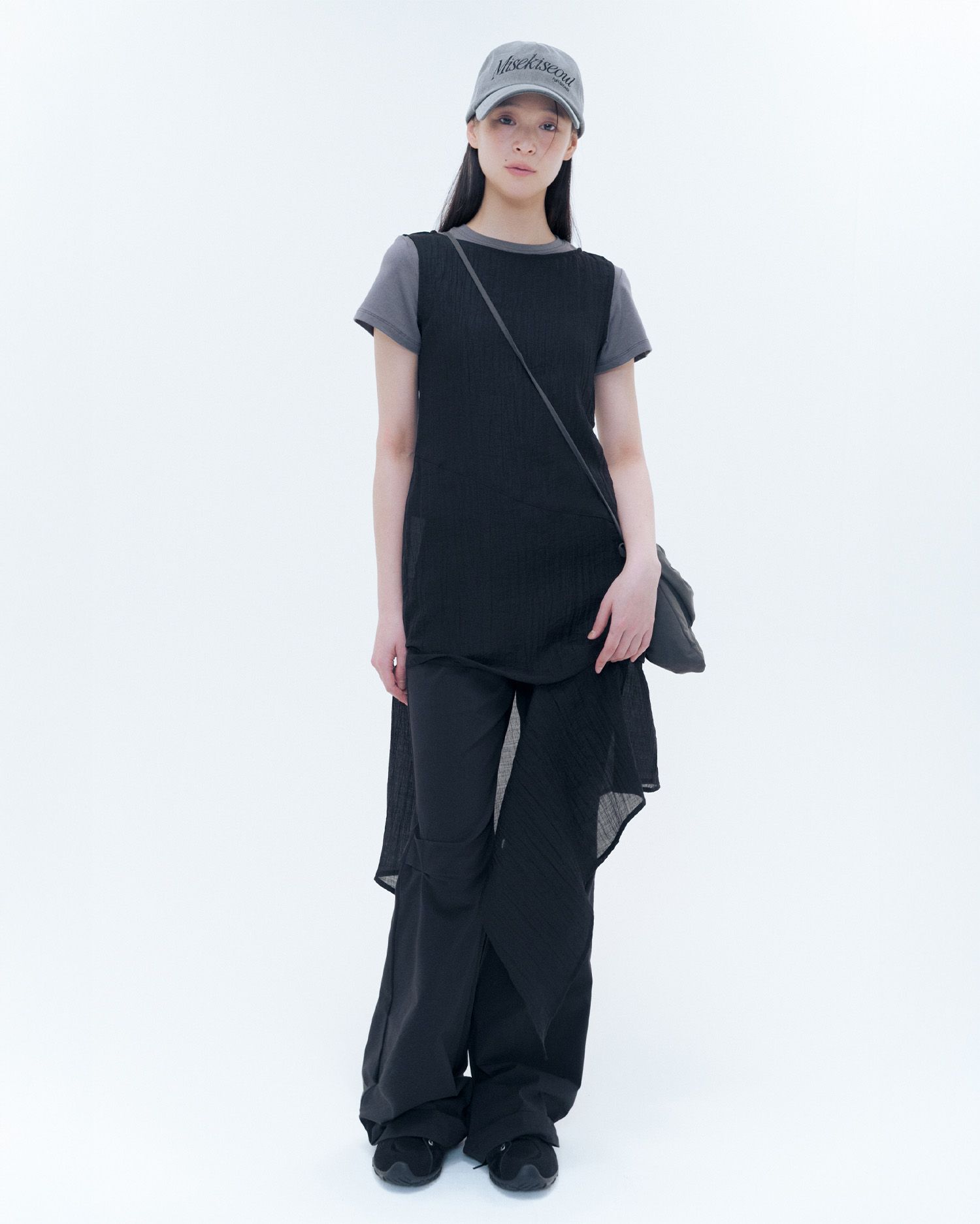 ★ MISEKI SEOUL★ Billow sheer sleeveless one piece BLACK M MUSINSA | MISEKI SEOUL Sheer sleeveless button one piece BLACK