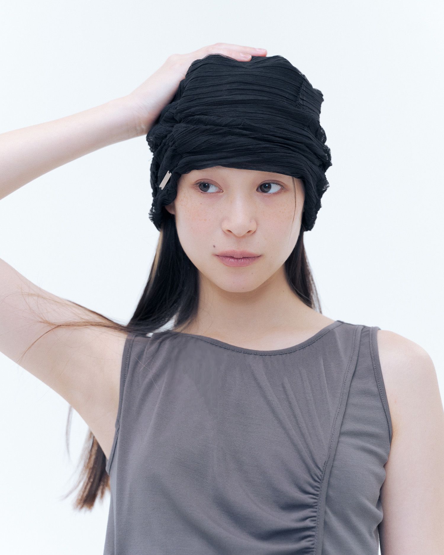 MUSINSA | MISEKI SEOUL Sheer turban beanie BLACK