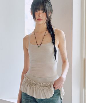 신시아 프릴 슬리브리스 세트 [KHAKI]