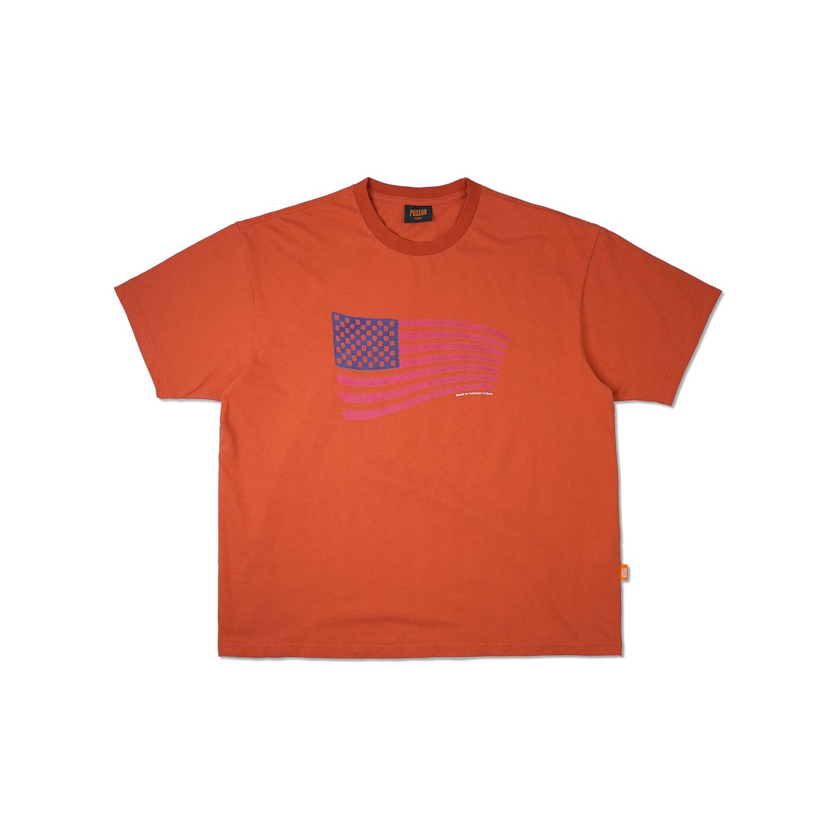 피오에스알(POSR) CHECK AND STRIPES TEE / ORANGE