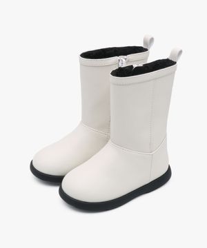 크림 아동 퍼 미들 부츠