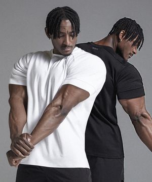 [2PACK] 숄더 라인 절개 머슬핏 숏슬리브