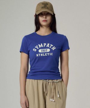 우먼스 애슬레틱 아플리케 숏 슬리브 (블루)