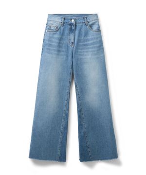 Washed Bootcut Denim Pants Sky Blue